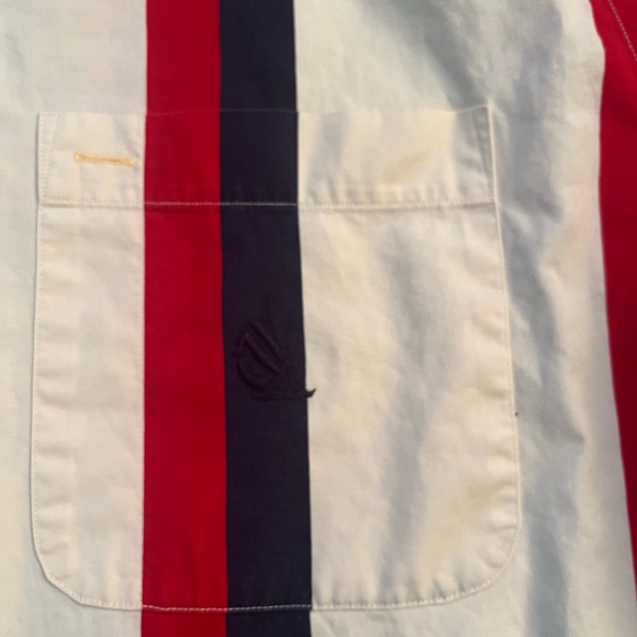 Vintage Nautica White Shirt with Red and Blue Accents - Picture 3 of 6
